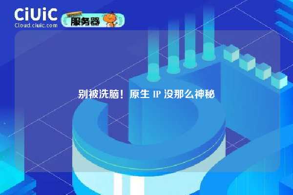 别被洗脑！原生 IP 没那么神秘