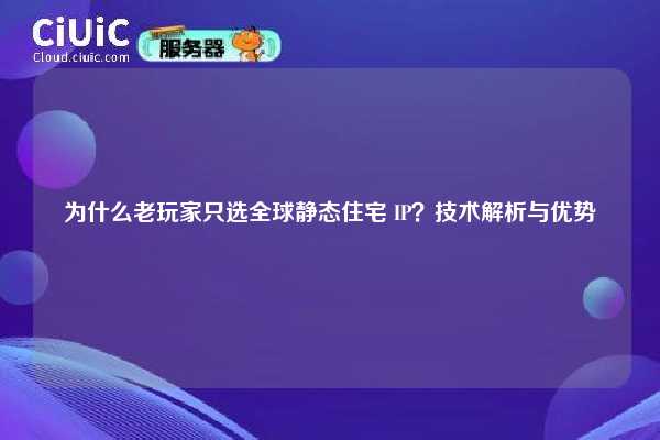 为什么老玩家只选全球静态住宅 IP？技术解析与优势