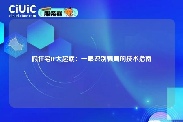 假住宅IP大起底：一眼识别骗局的技术指南