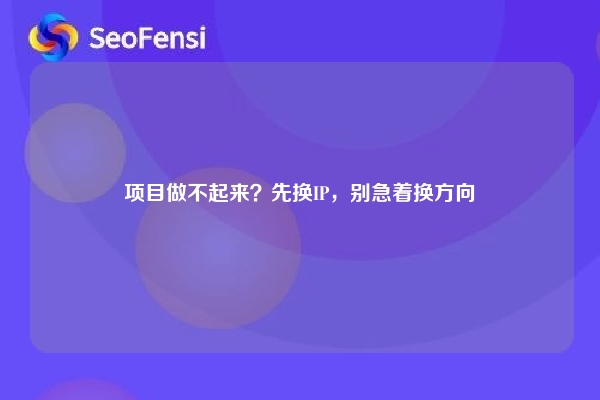 项目做不起来？先换IP，别急着换方向