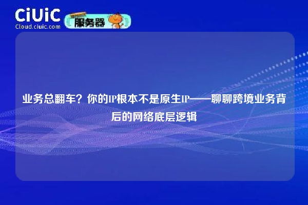 业务总翻车？你的IP根本不是原生IP——聊聊跨境业务背后的网络底层逻辑