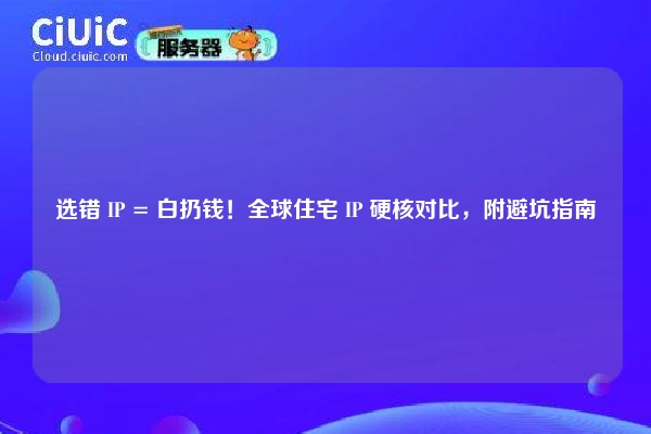 选错 IP = 白扔钱！全球住宅 IP 硬核对比，附避坑指南