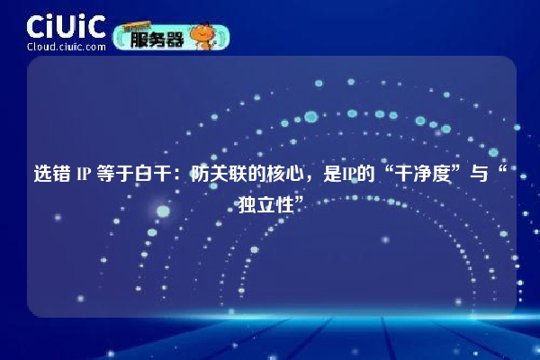 选错 IP 等于白干：防关联的核心，是IP的“干净度”与“独立性”